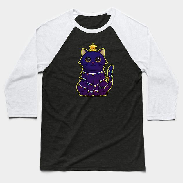 Christmas Cat Baseball T-Shirt by rudypagnel